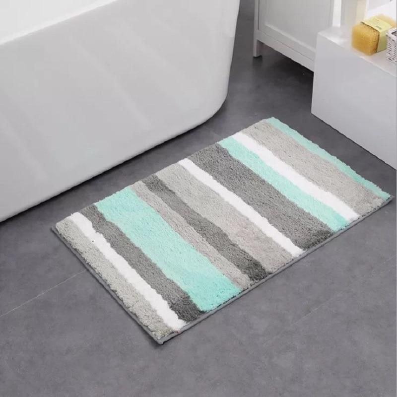 Tapis de Bain Gris et Turquoise